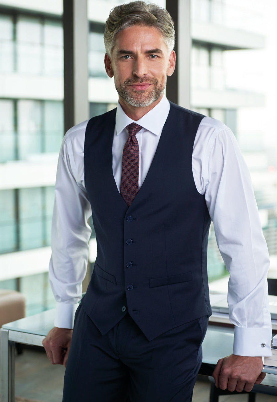 Brook Taverner Busso Waistcoat in Navy, image 7