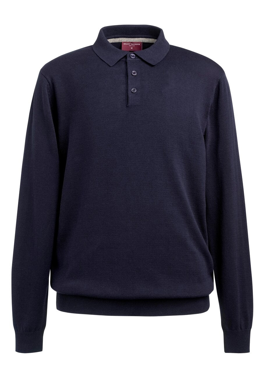 Brook Taverner Casper Knit Polo in Navy, main product image
