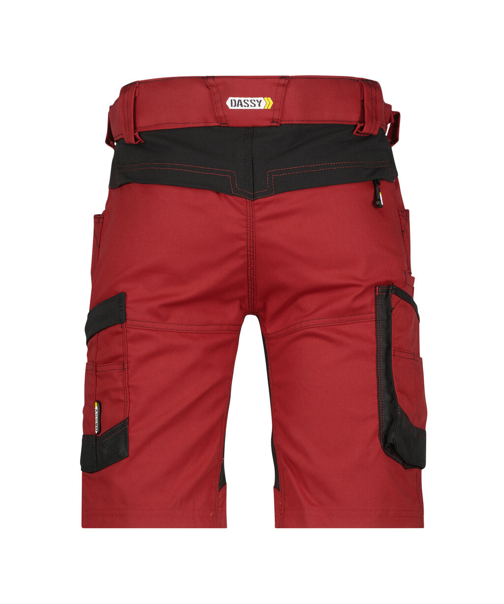 DASSY Axis Work shorts with stretch in Red/Black, back view