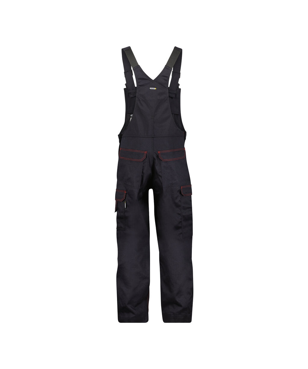 DASSY Dakota Flame retardant brace overall with knee pockets in Black, back view