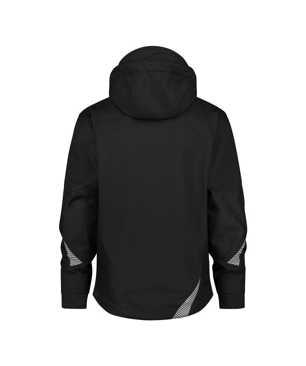 DASSY Gravity Next Softshell jacket in Black, back view
