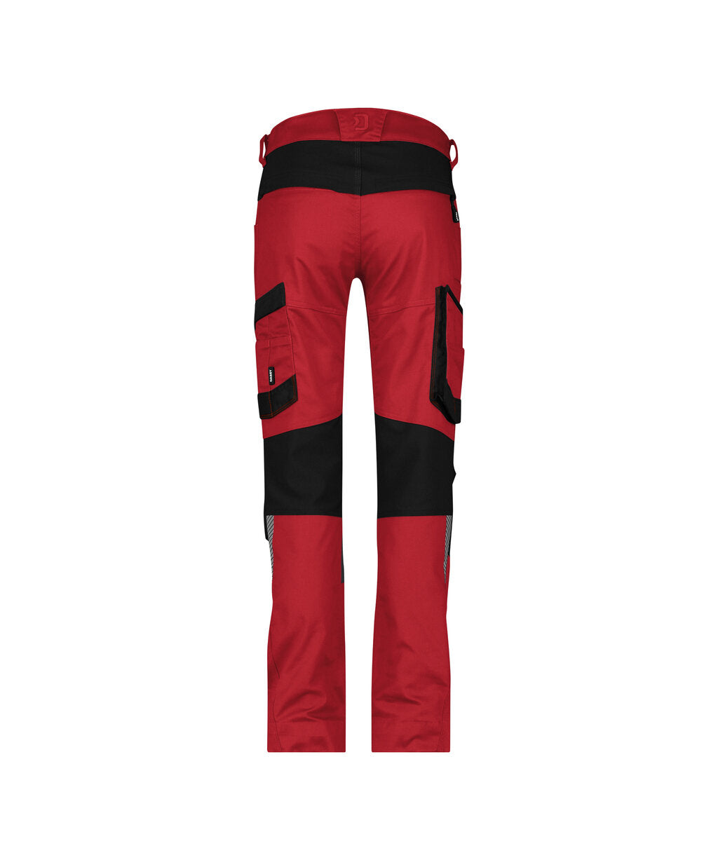 DASSY Helix Next Women Work trousers with stretch for women in Red/Black, back view
