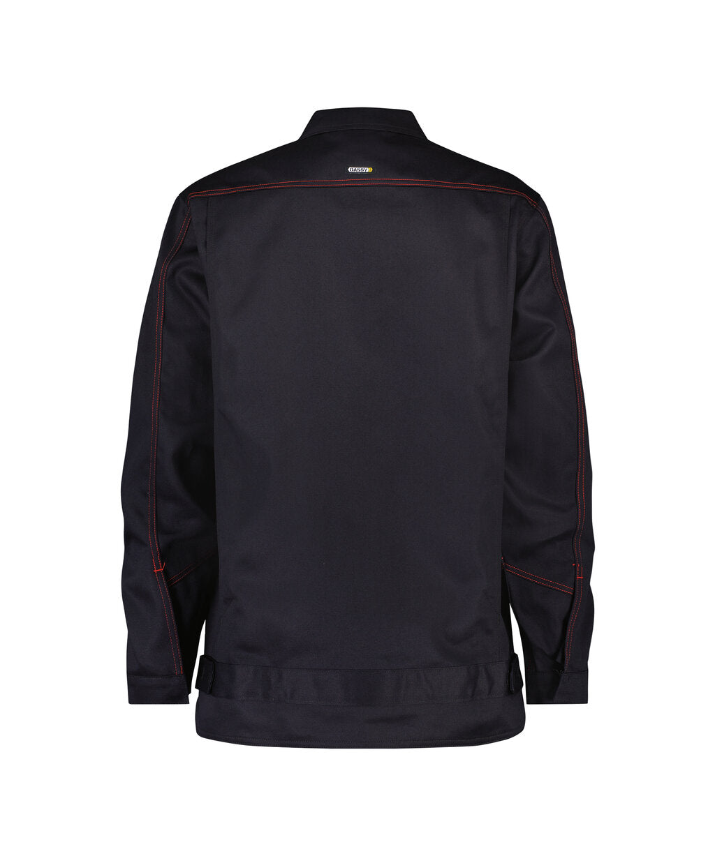 DASSY Montana Flame retardant work jacket in Black, back view