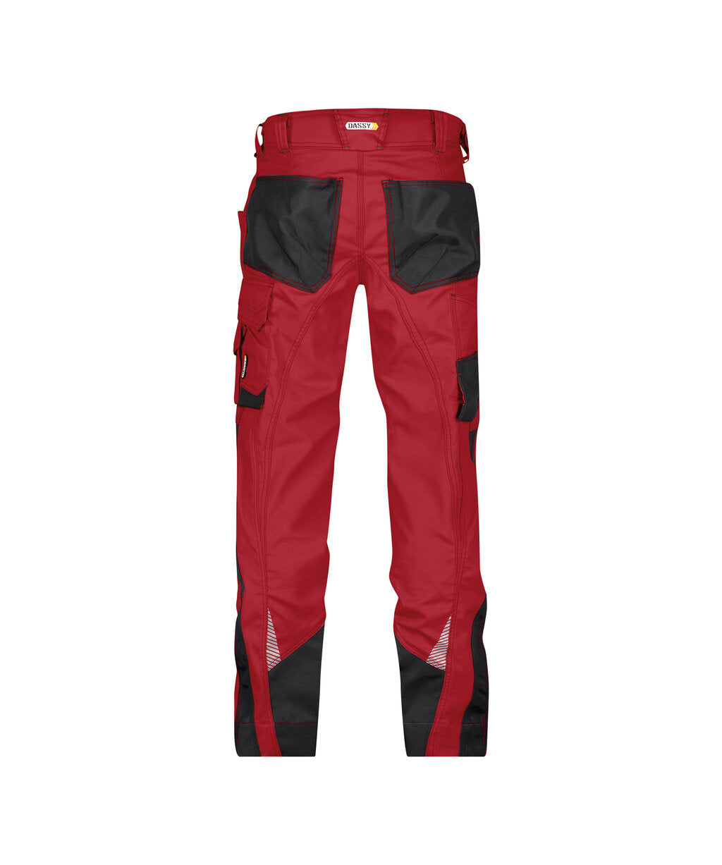 DASSY Spectrum Work trousers in Red/Black, back view