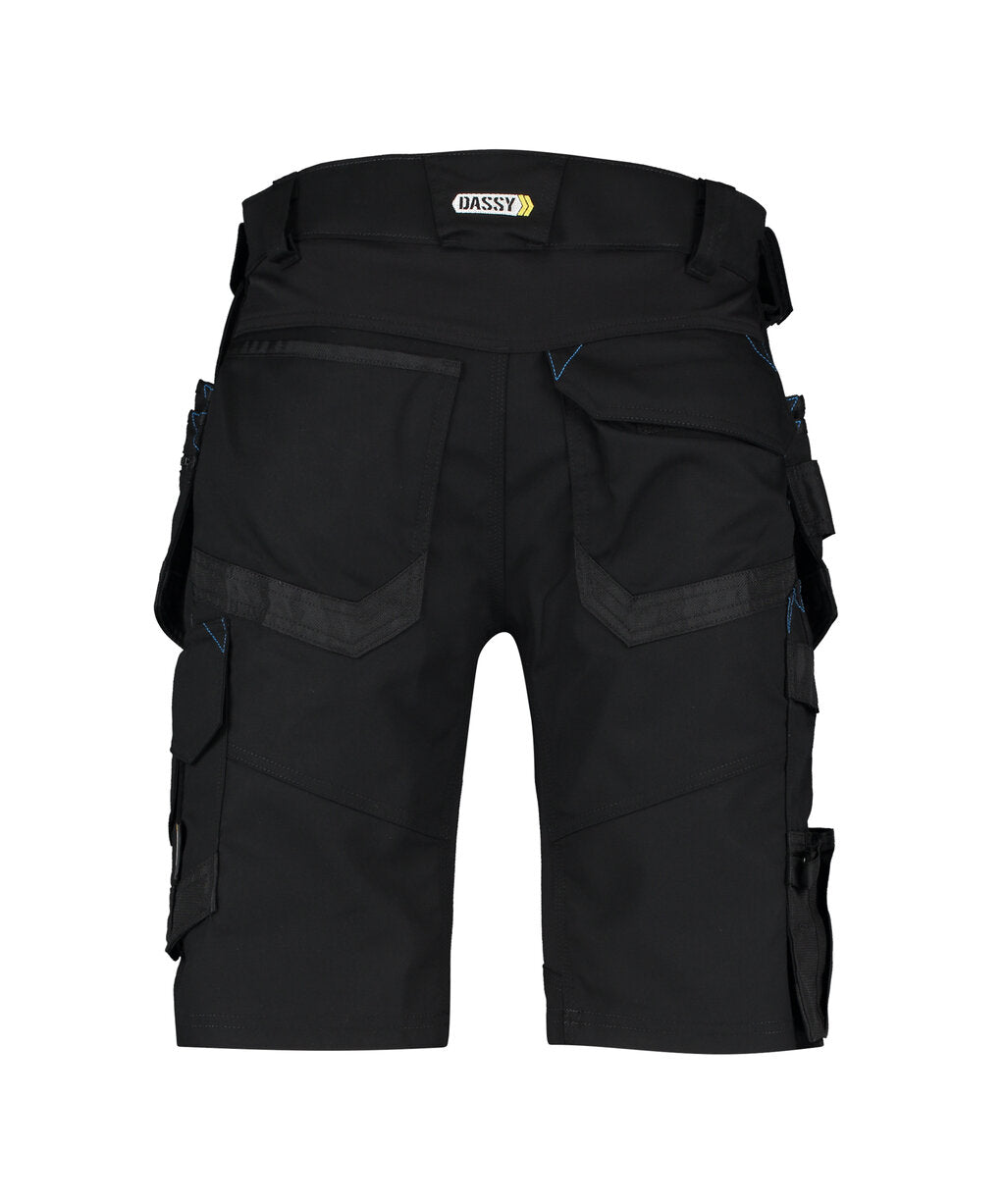 DASSY Trix Shorts with stretch and holster pockets in Black, back view