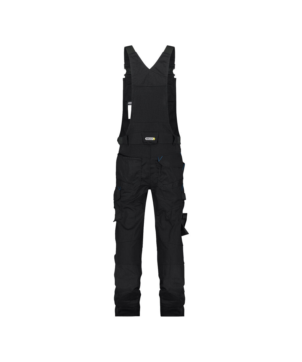DASSY Tronix Brace overall with stretch and knee pockets in Black, back view