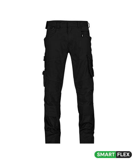 DASSY Dynax Next Work trousers with stretch and knee pockets in Black, front view