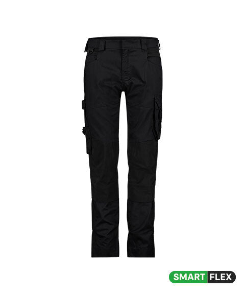DASSY Dynax Next Women Work trousers with stretch and knee pockets for women in Black, front view
