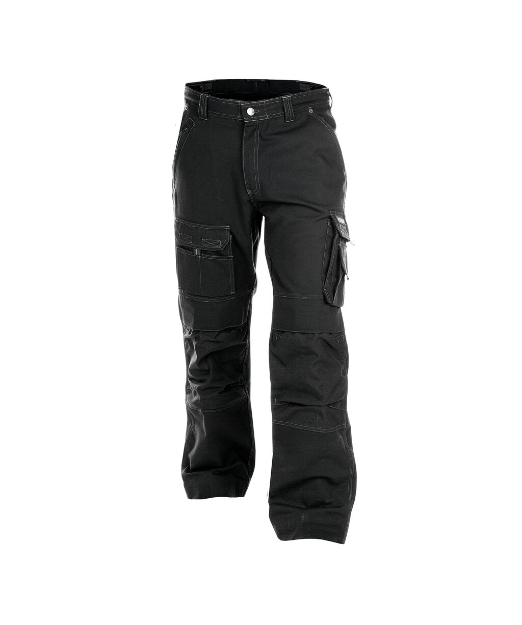 DASSY Jackson Canvas work trousers with knee pockets in Black, front view
