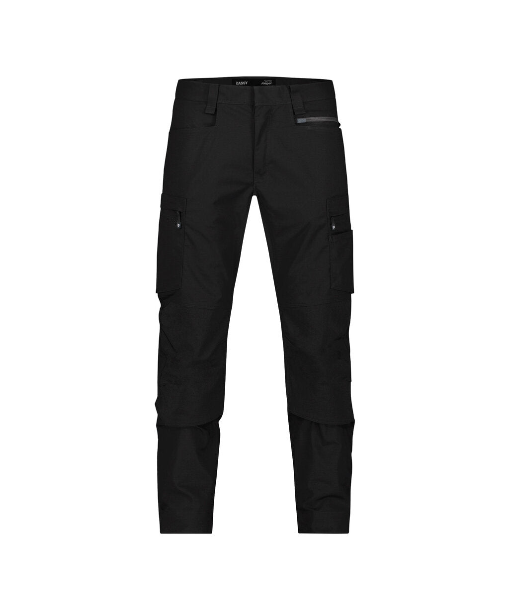 DASSY Jasper Work trousers with knee pockets in Black, front view