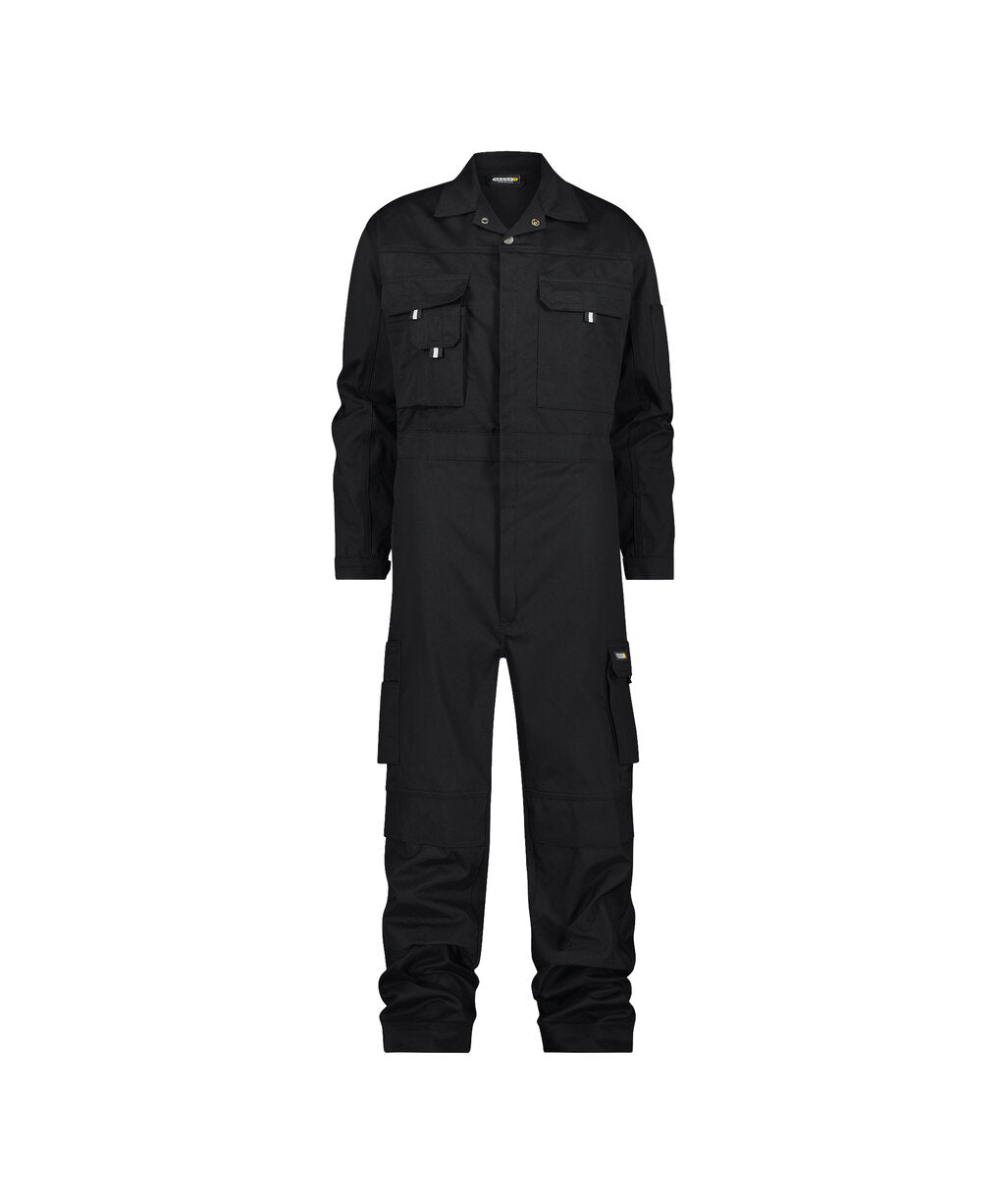 DASSY Nimes Cotton Overall with knee pockets in Black, front view