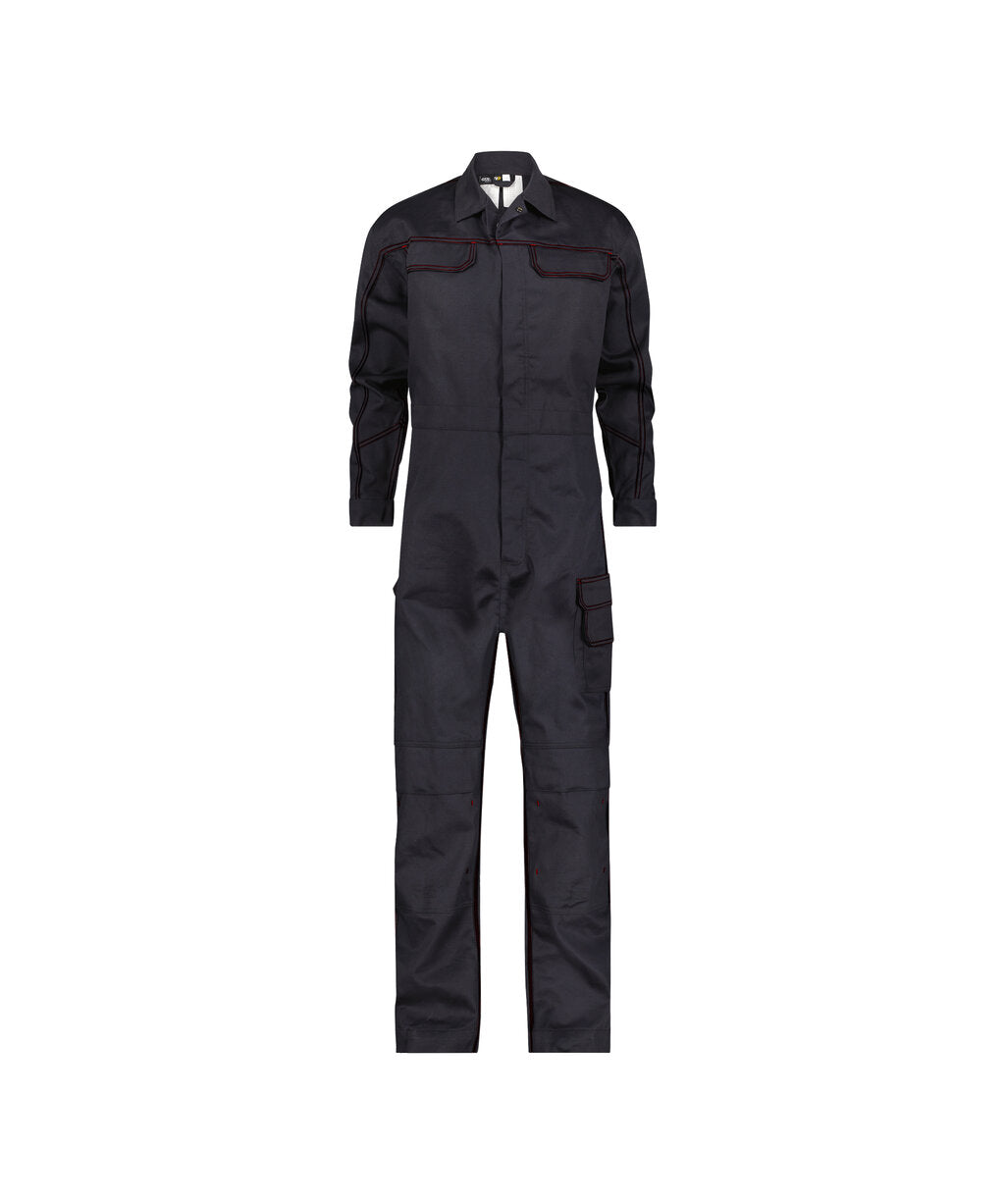 DASSY Toronto Flame retardant overall with knee pockets in Black, front view