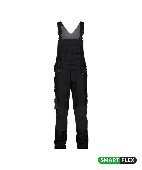 DASSY Tronix Next Brace overall with stretch and knee pockets in Black, front view