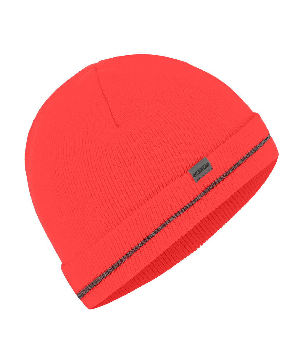DASSY Xipe Knitted beanie in Fluo Red, front view