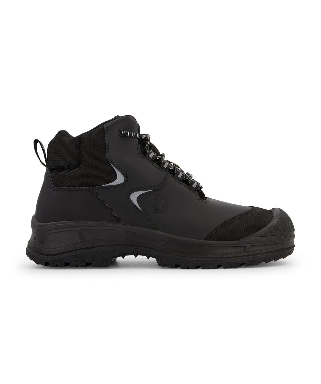 DASSY Amon S3S FO SC SR ESD Midcut safety shoe in Black, side view