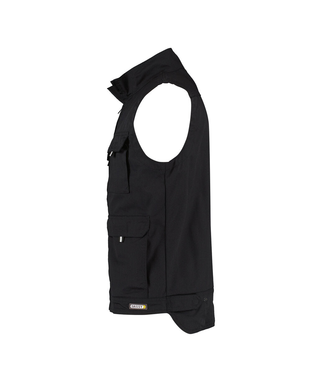 DASSY Avila Sleeveless work jacket in Black, side view