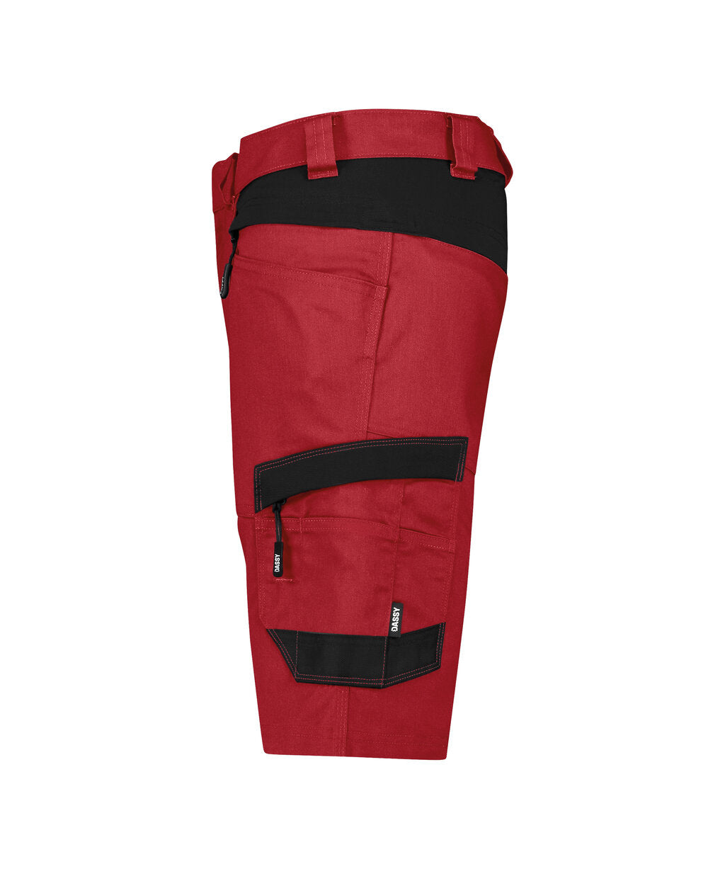 DASSY Axis Next Work shorts with stretch in Red/Black, side view