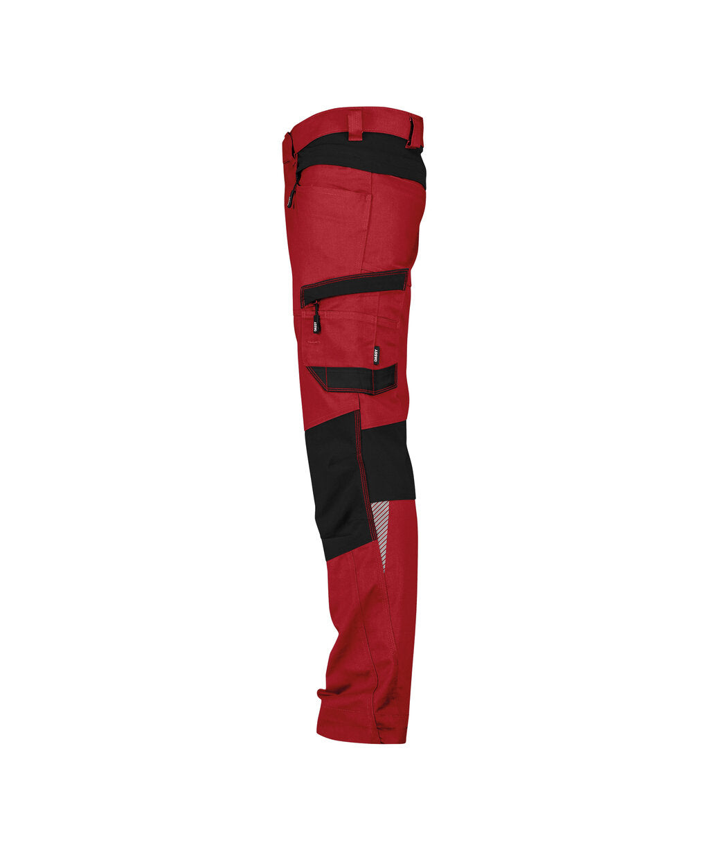 DASSY Helix Next Work trousers with stretch in Red/Black, side view