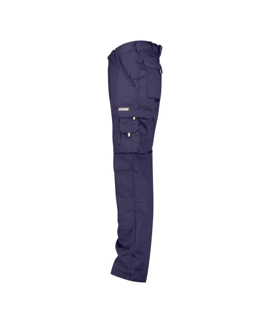 DASSY Miami Cotton Work trousers with knee pockets in Navy Blue, side view