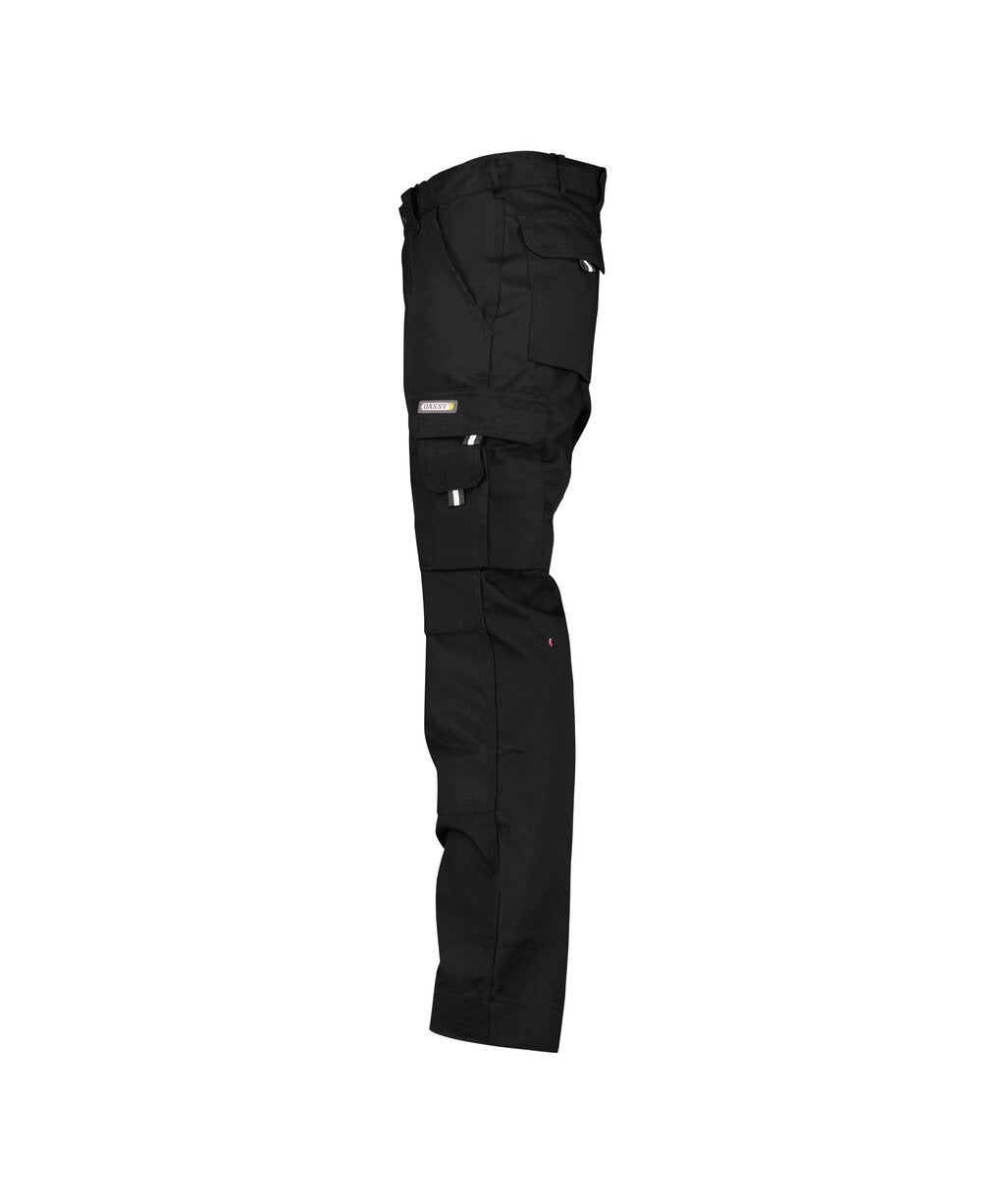 DASSY Miami Cotton Work trousers with knee pockets in Black, side view