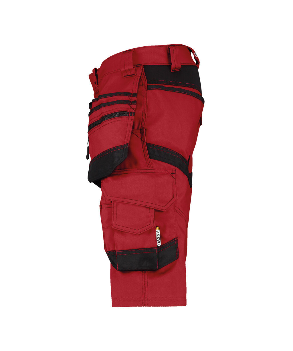 DASSY Trix Shorts with stretch and holster pockets in Red/Black, side view