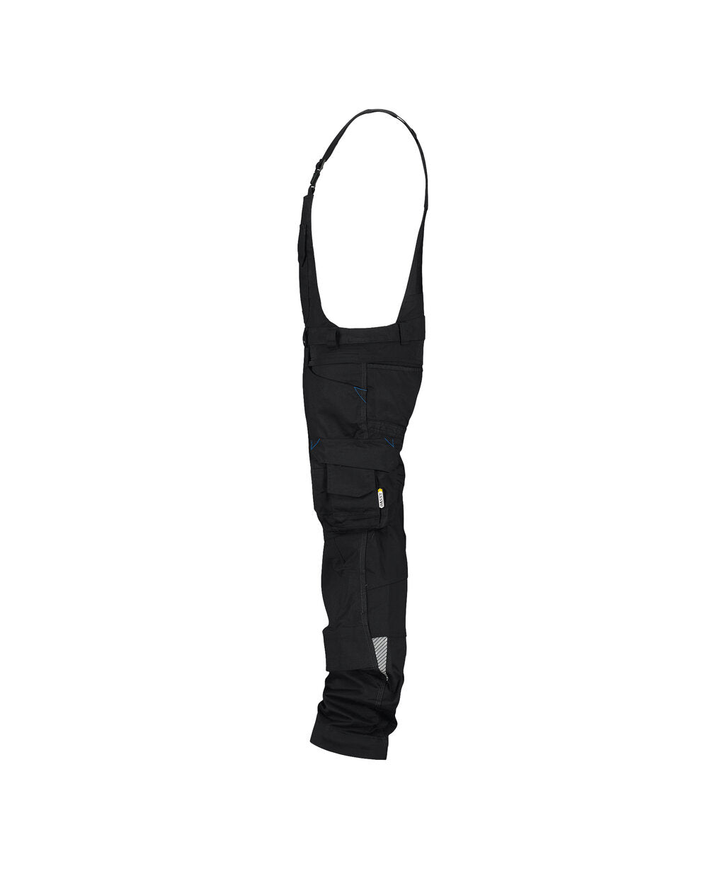 DASSY Tronix Brace overall with stretch and knee pockets in Black, side view