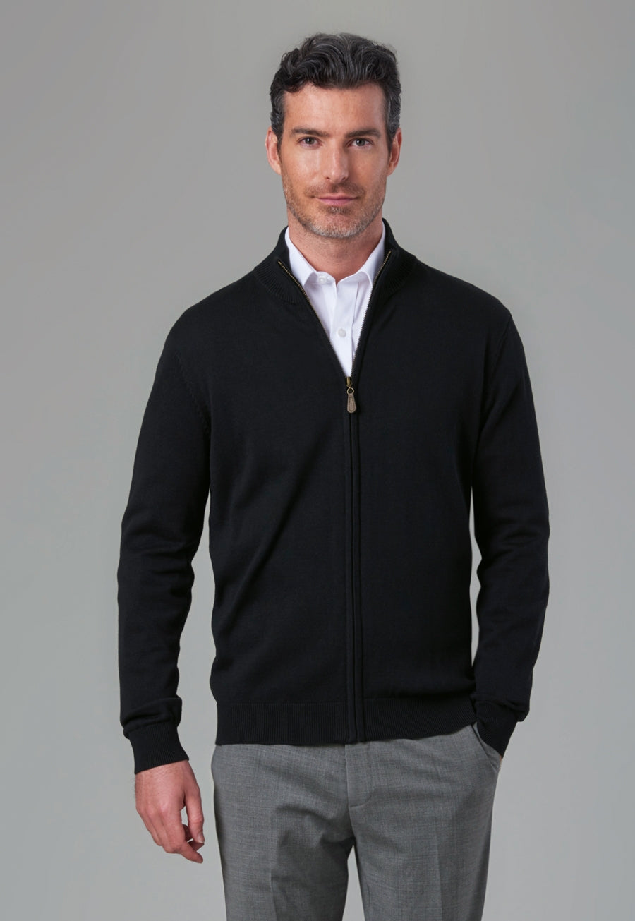 Brook Taverner Columbus Full Zip Cardigan in Black, image 5