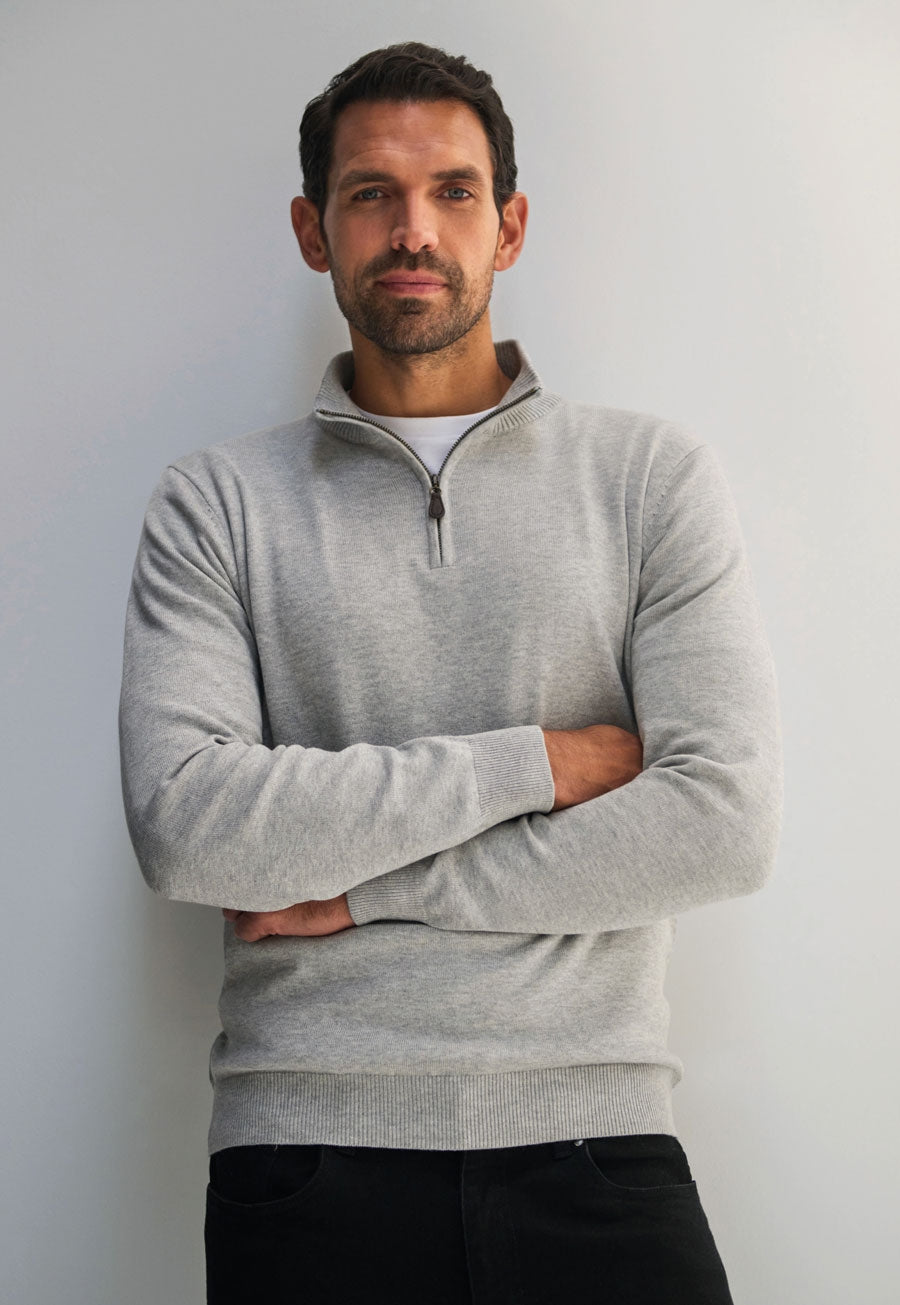 Brook Taverner Dallas 1/4 zip Jumper in Silver, image 7