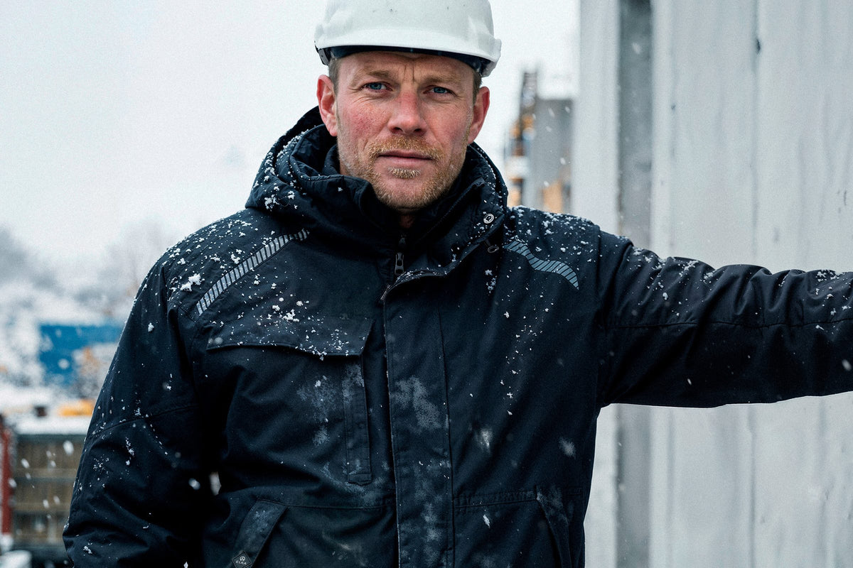 ELKA Rainwear waterproof work jacket on a building site