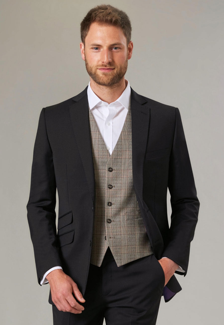 Brook Taverner Emilio Waistcoat in Grey Check, image 9