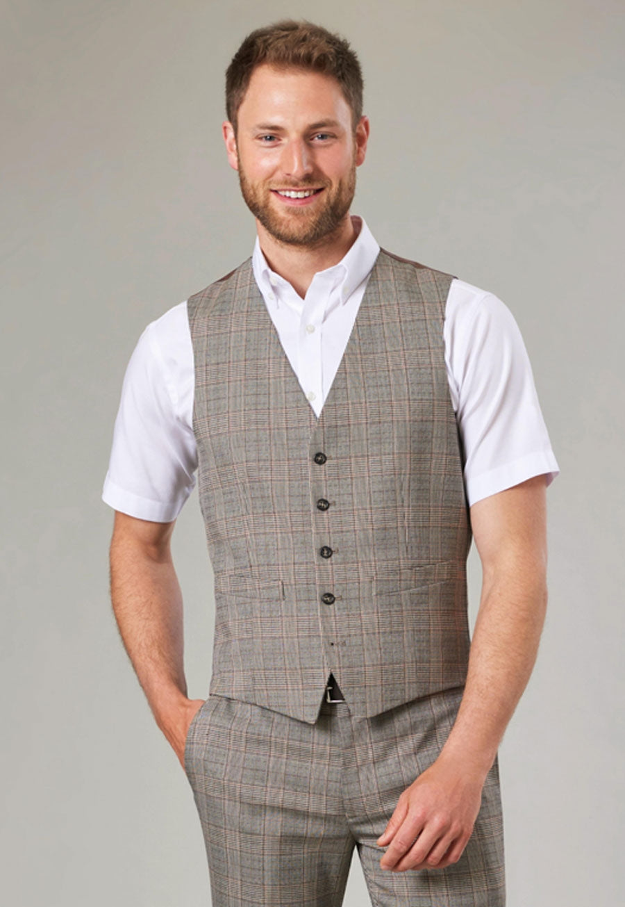 Brook Taverner Emilio Waistcoat in Grey Check, image 6