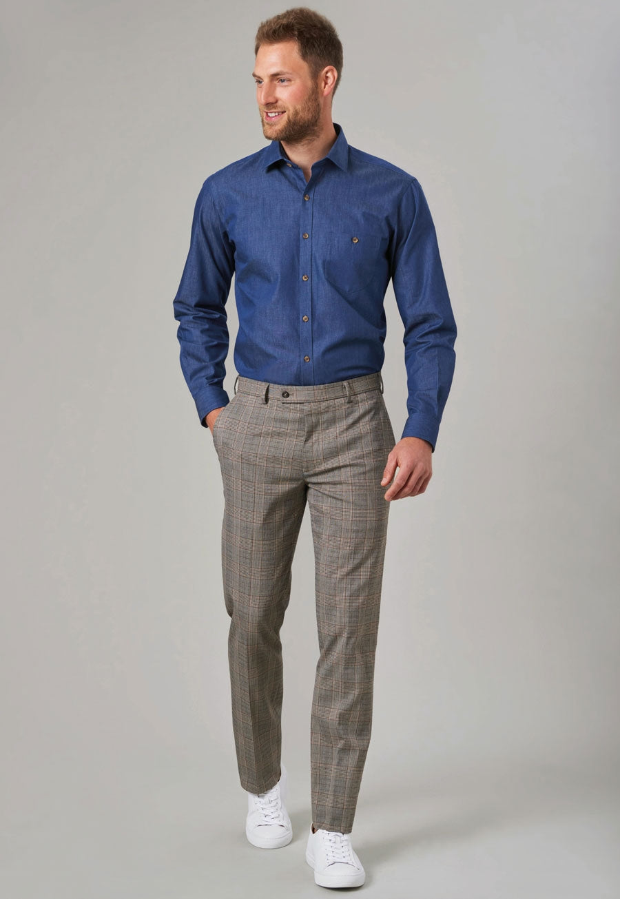 Brook Taverner Fabian Trouser in Grey Check, image 4
