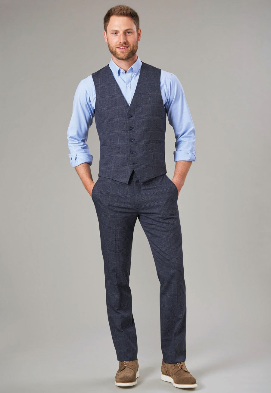 Brook Taverner Fabian Trouser in Navy Check, image 8