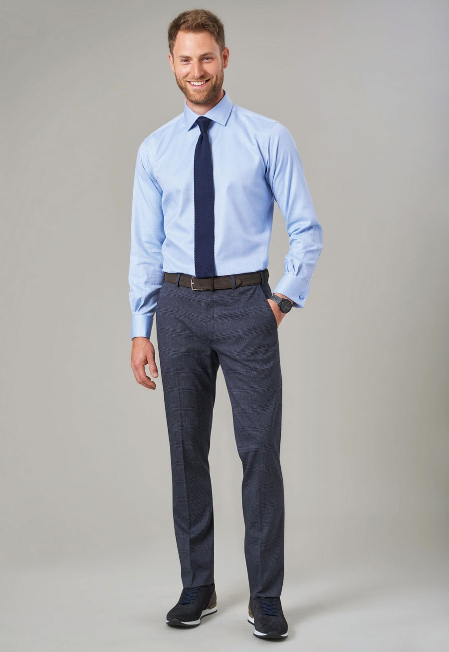 Brook Taverner Fabian Trouser in Navy Check, main product image