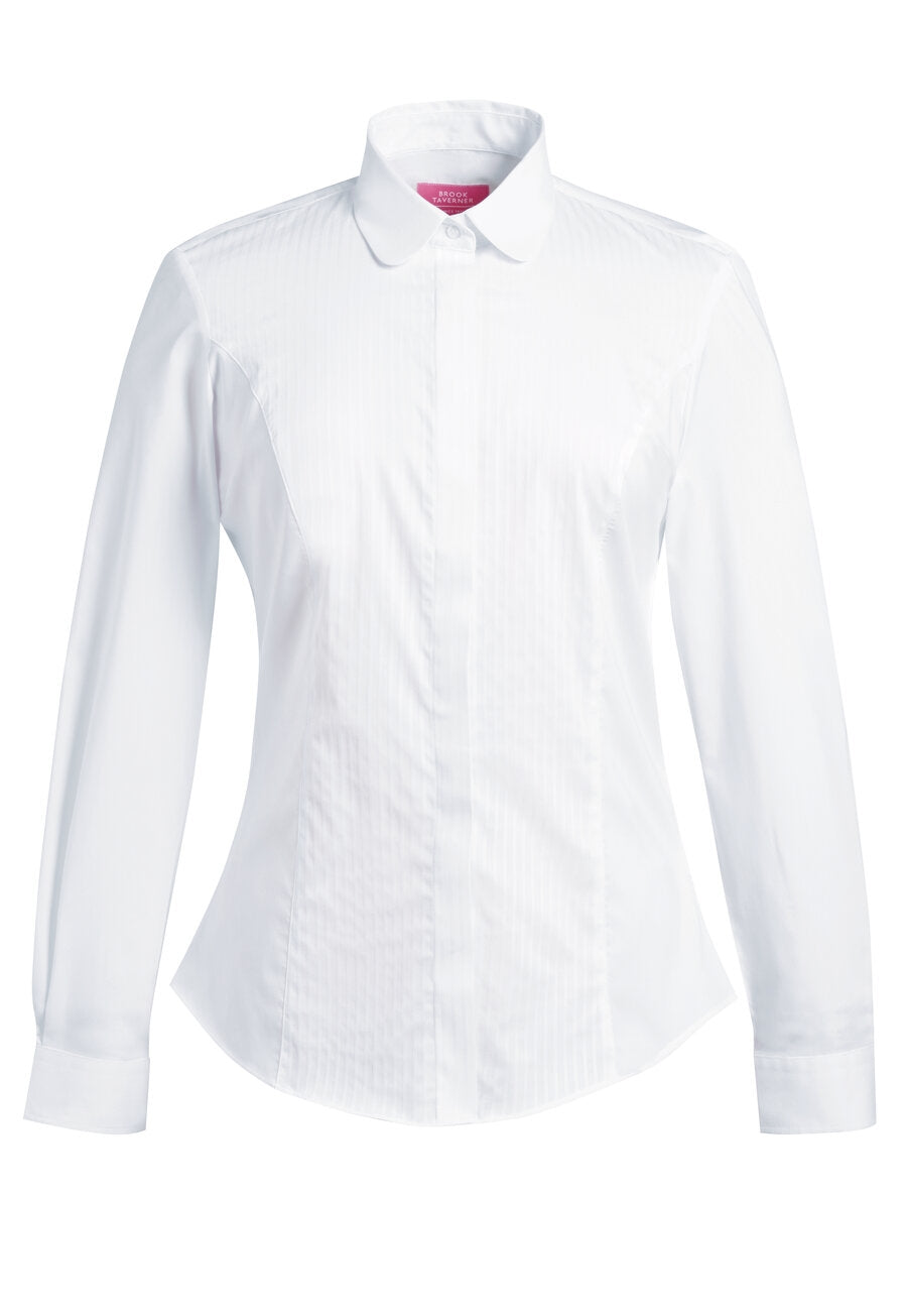 Brook Taverner Franca Blouse in White with front panel design, main product image