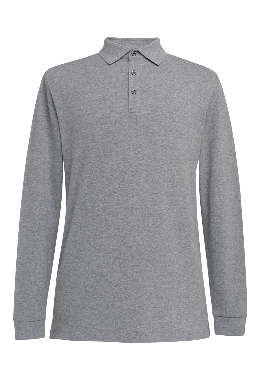 Brook Taverner Frederick Premium Cotton Polo in Grey Marl, image 3