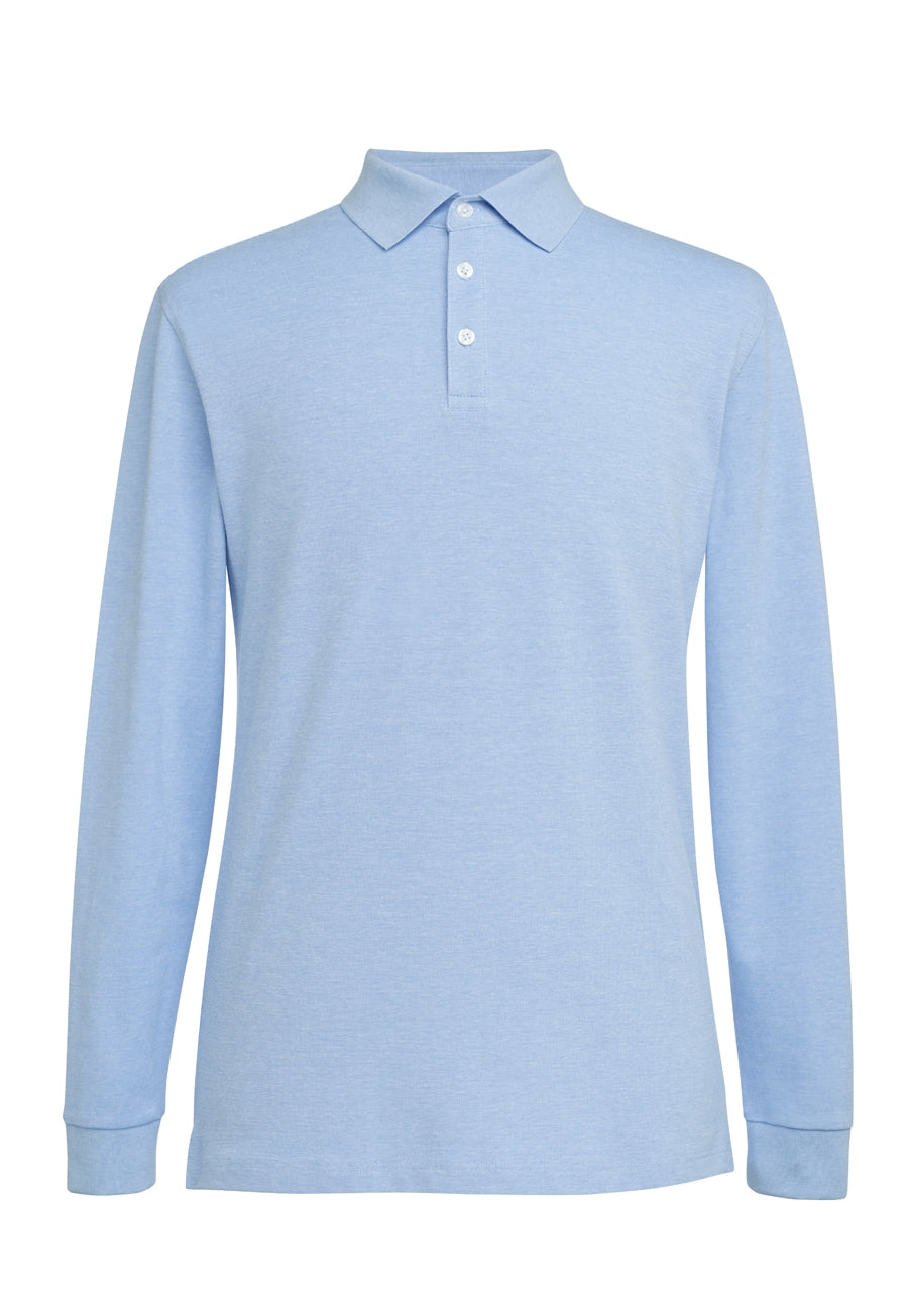 Brook Taverner Frederick Premium Cotton Polo in Sky Marl, image 5