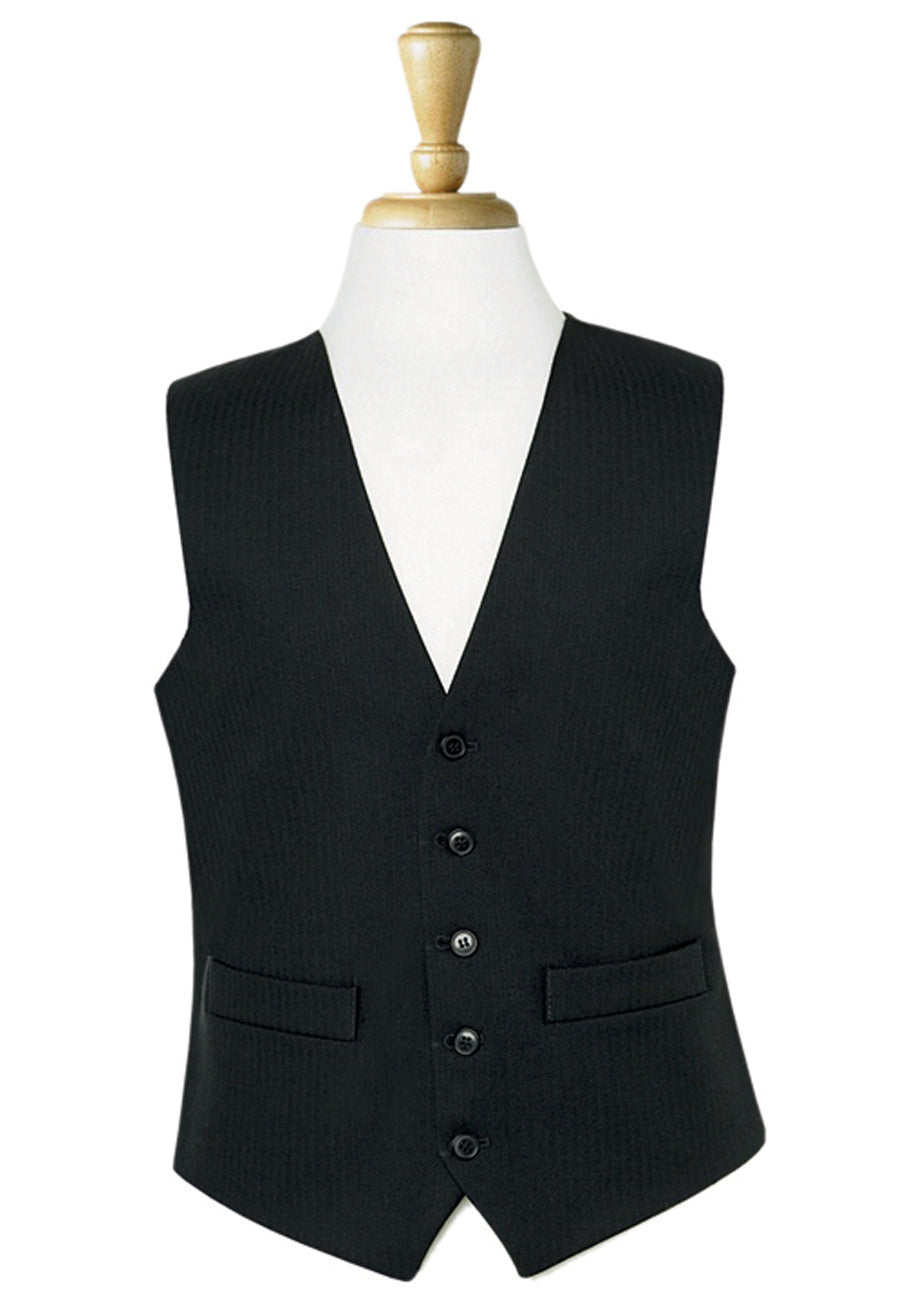 Brook Taverner Black Herringbone Waistcoat in Black h/b, main product image