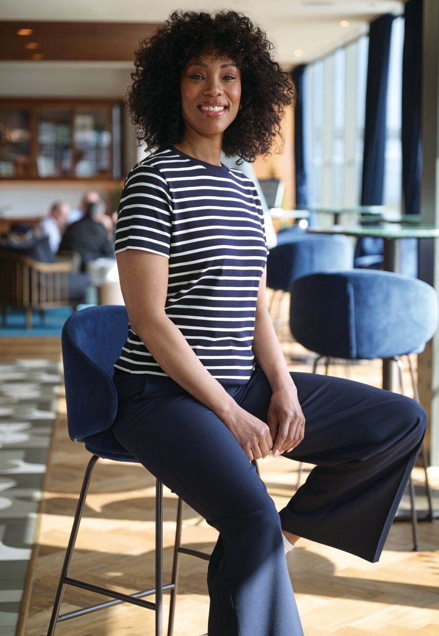 Brook Taverner Katy Breton Top in Navy/White, image 2