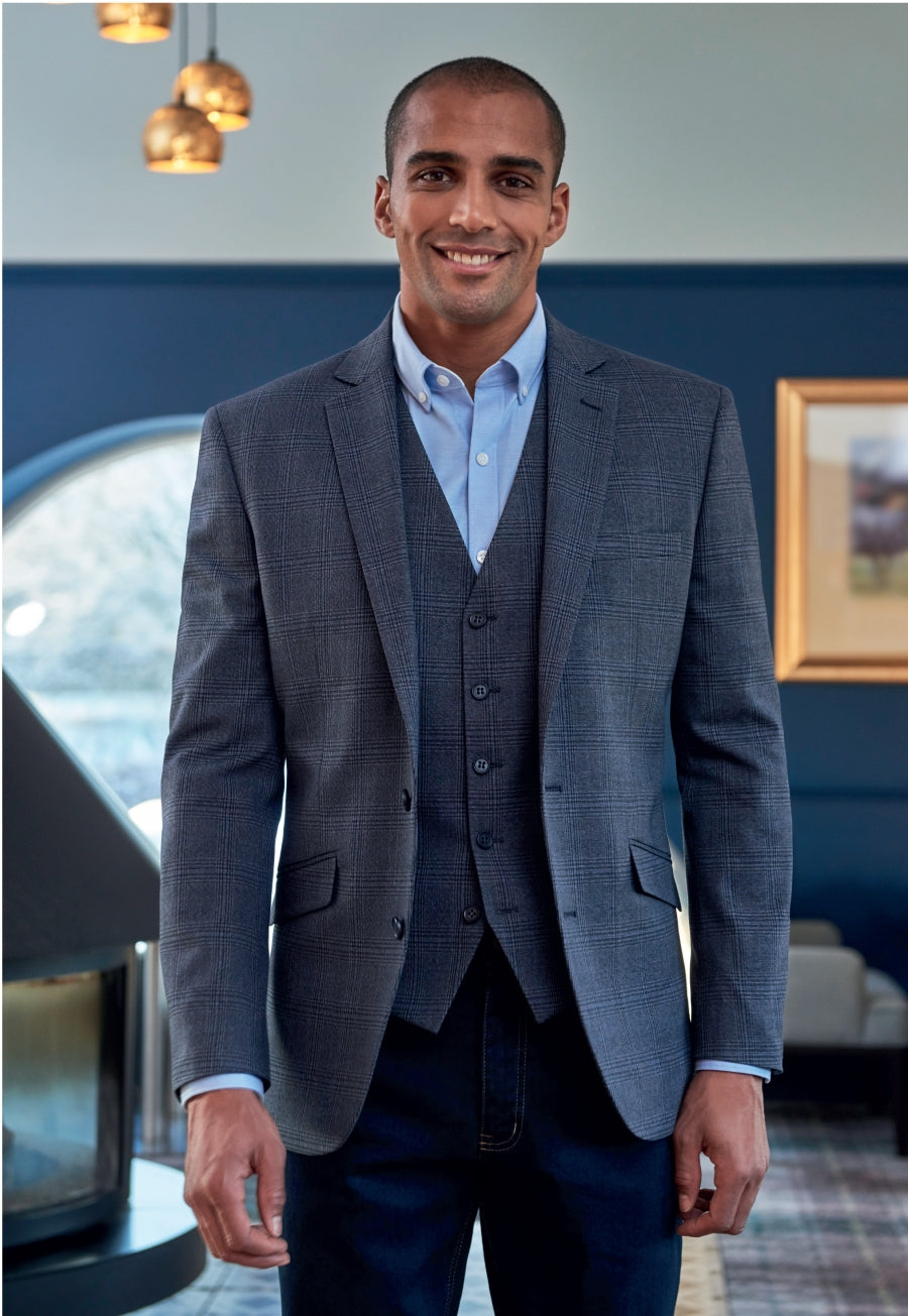 Brook Taverner Lucio Jacket in Navy Check, image 2