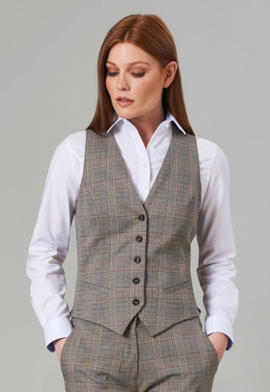 Brook Taverner Olivia Waistcoat in Grey Check, image 5