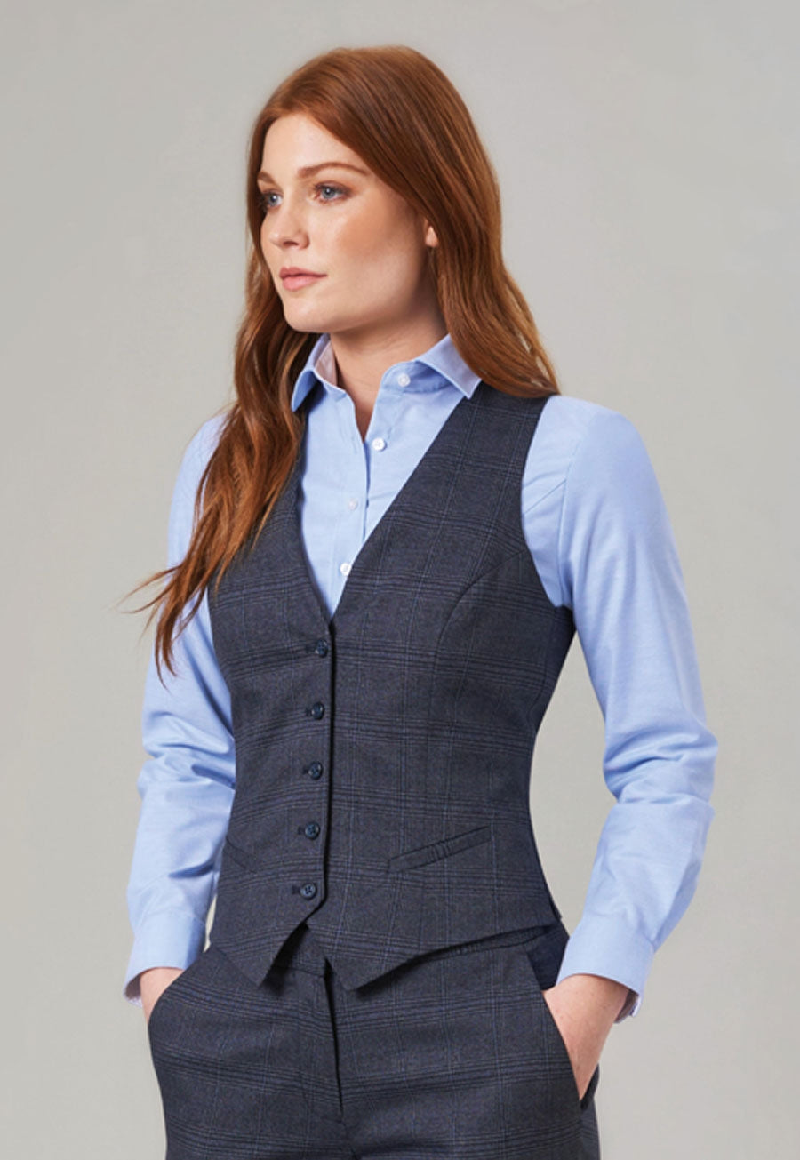 Brook Taverner Olivia Waistcoat in Navy Check, image 2