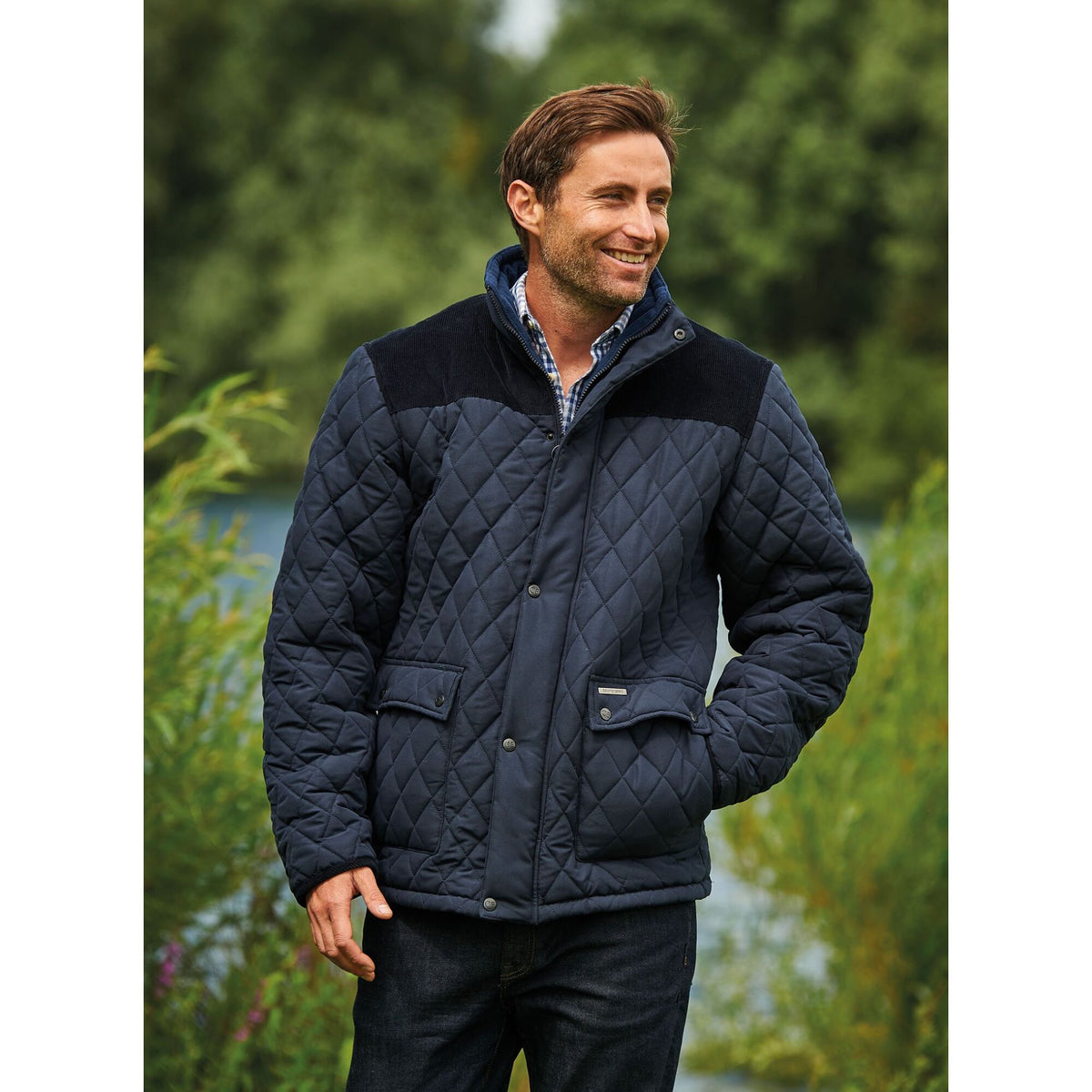 Champion Country Estate Lewis Quilted Jacket Navy, front view