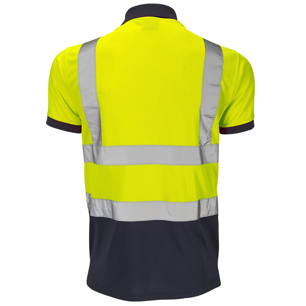 The Workwear Company Hi Vis Reflective 2 Tone Polo Shirt Yellow/Navy, front view