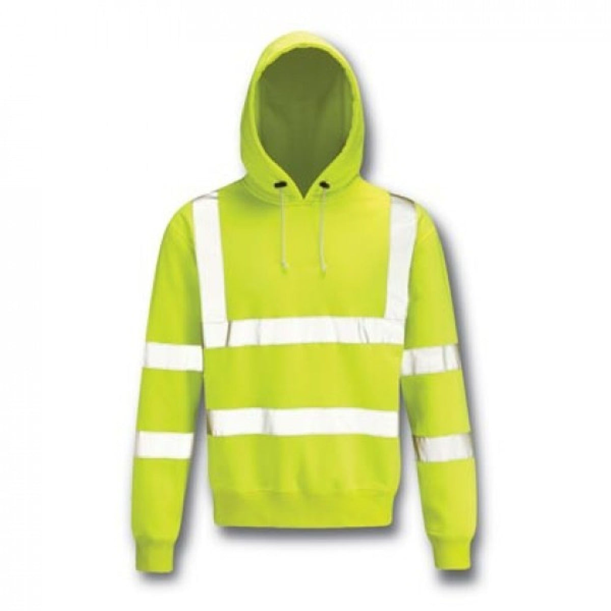 The Workwear Company Hi-Vis Reflective Hooded Sweatshirt Yellow, front view