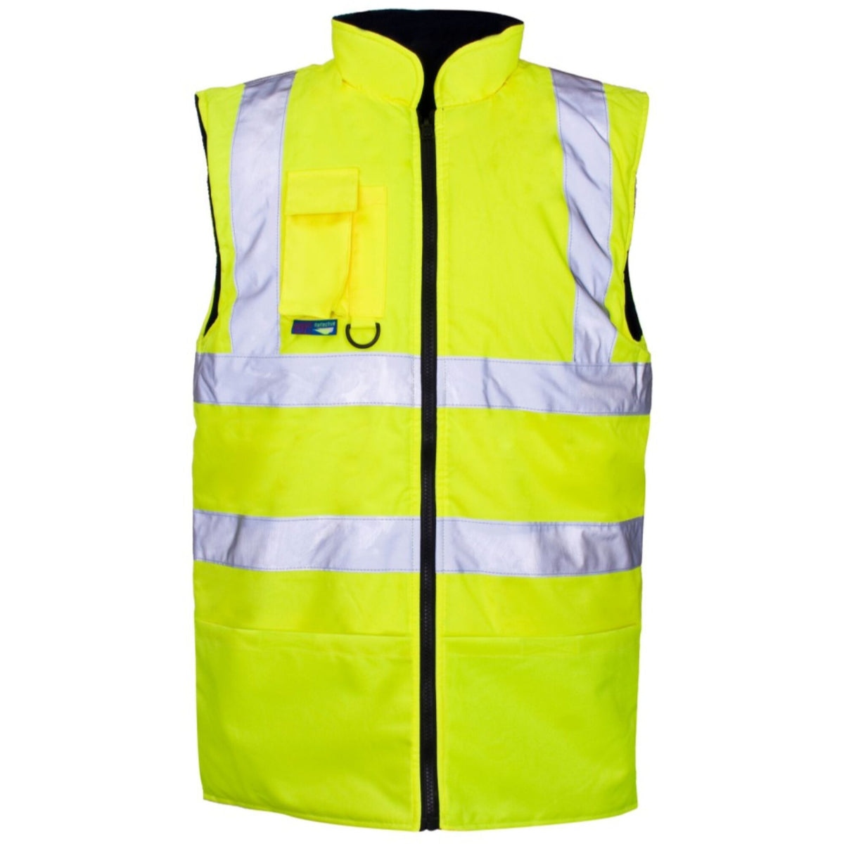 The Workwear Company Hi-Vis Reversible Fleece-Lined Bodywarmer Yellow, front view