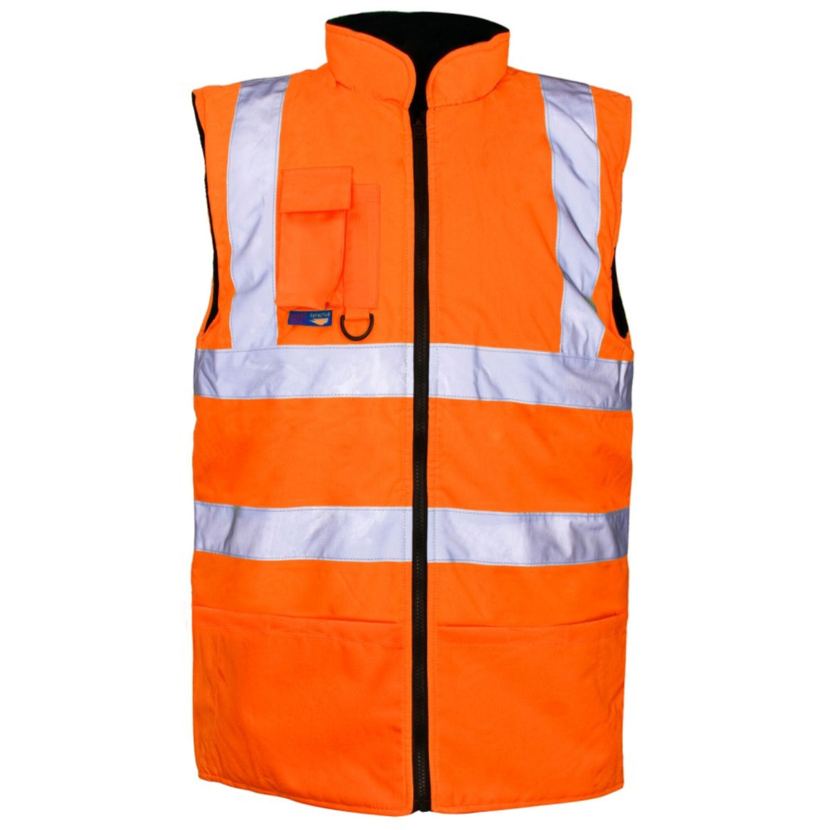 The Workwear Company Hi-Vis Reversible Fleece-Lined Bodywarmer Yellow, front view