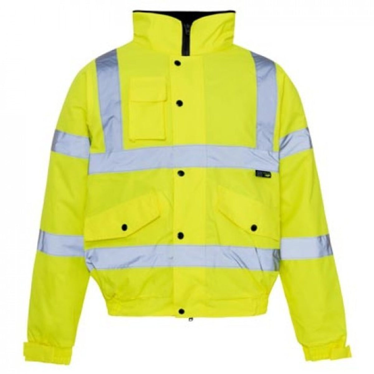 The Workwear Company Hi-Vis Reflective Bomber Jacket Yellow, front view