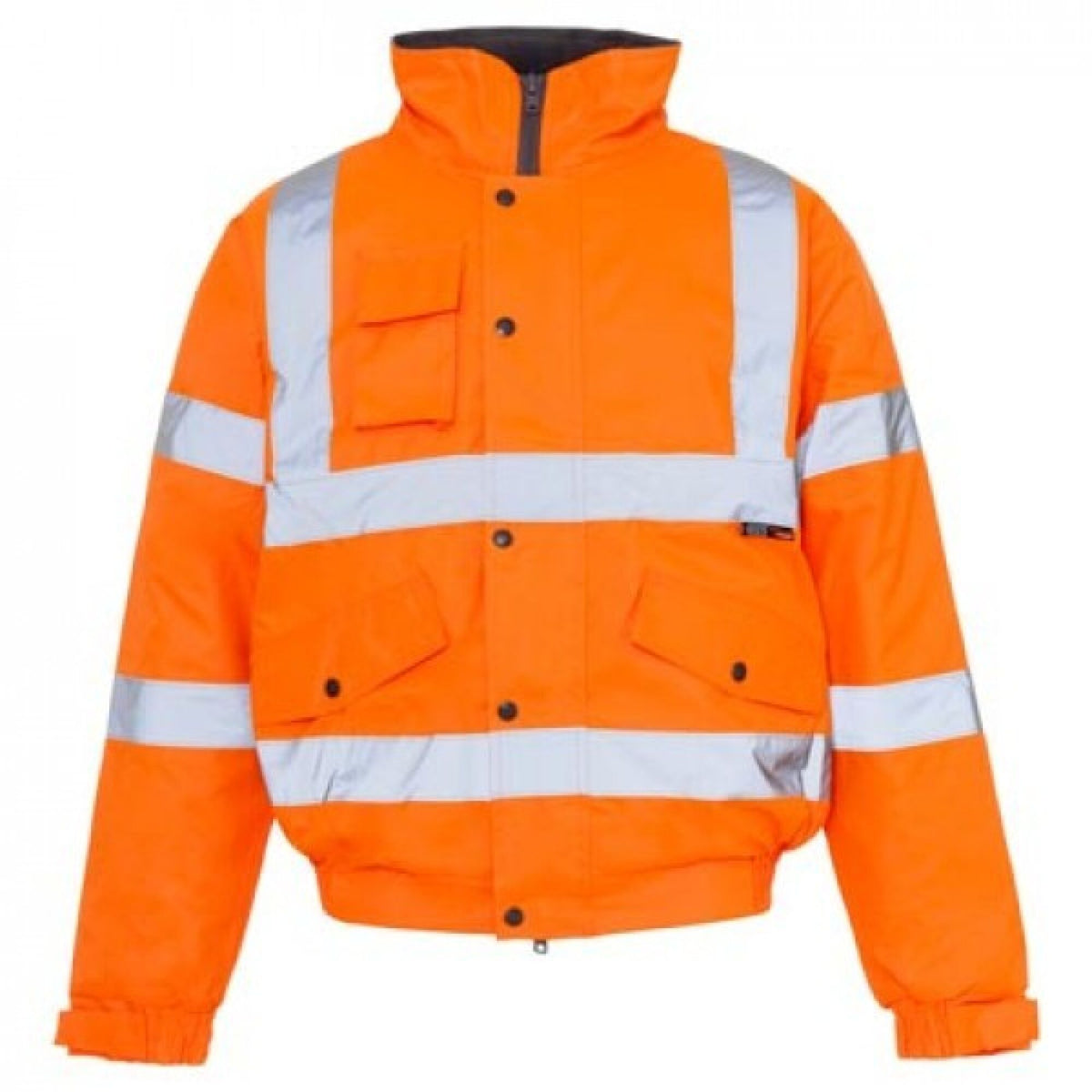 The Workwear Company Hi-Vis Reflective Bomber Jacket Orange, front view