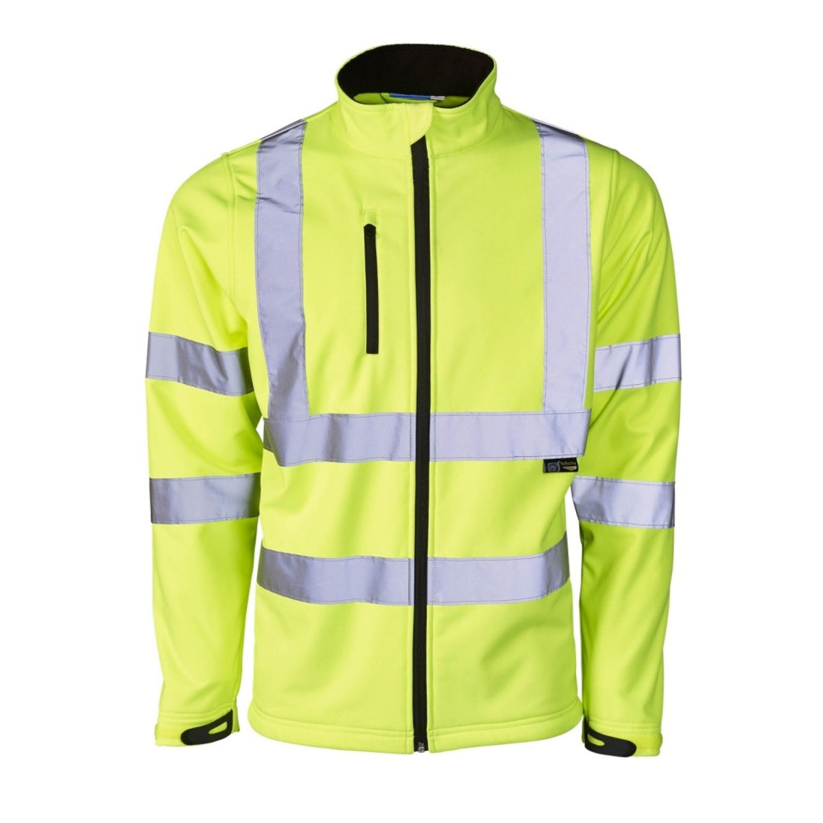 The Workwear Company Hi-Vis Reflective Softshell Jacket Yellow, front view